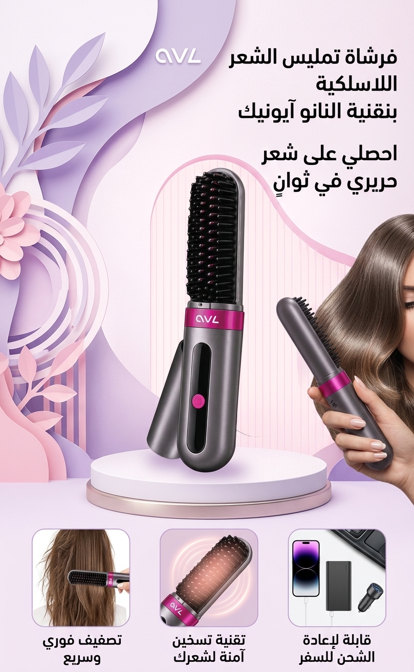 فرشاة ومصفف الشعر اللاسلكي الفاخر